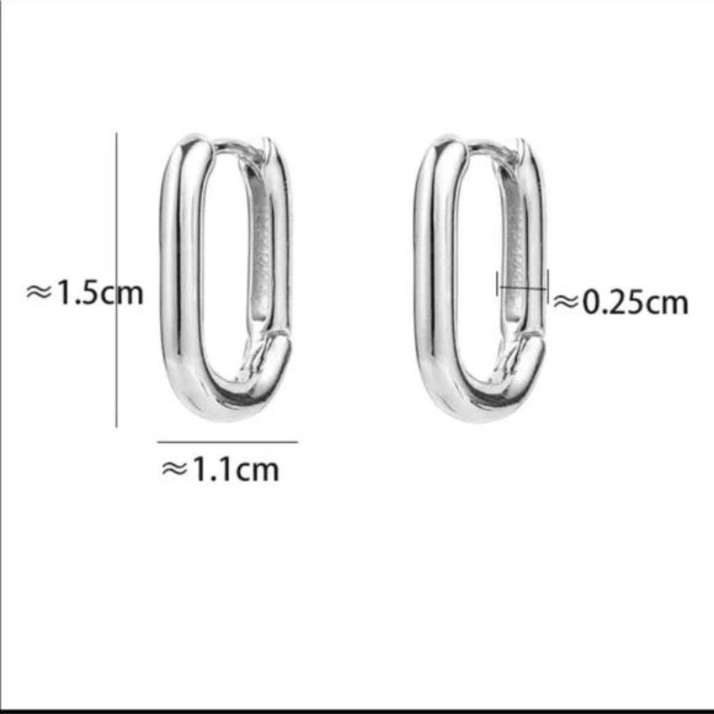 OVAL HOOPS 925 STERLING SILVER EARRINGS - Picture 6 of 6
